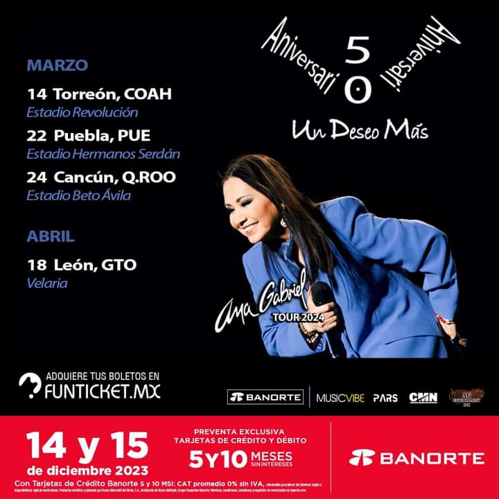 Ana Gabriel En Torre N Fecha Y Preventa De Boletos