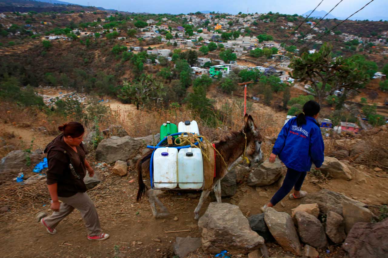 Fotogalería / En garrafones y burros, así llevan agua estas mujeres a los barrios alejados
