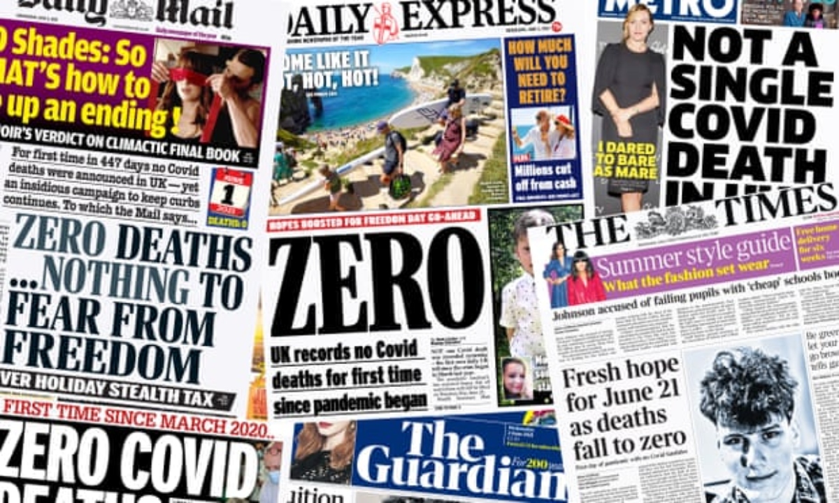 “Cero”: cómo los diarios británicos cubrieron un día sin muertes por Covid-19