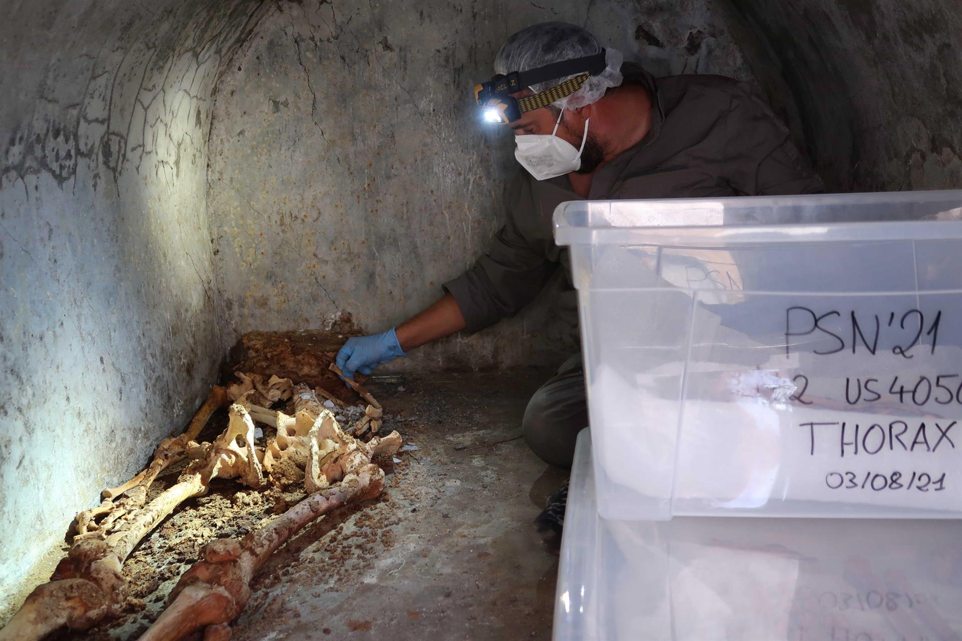 Descubren en Pompeya una tumba con un misterioso cuerpo momificado