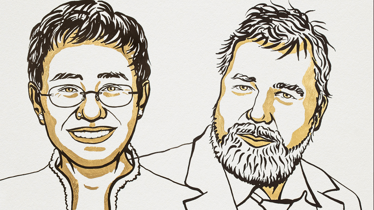 Dos periodistas ganan el Nobel de la Paz por su lucha a favor de la libertad de expresión