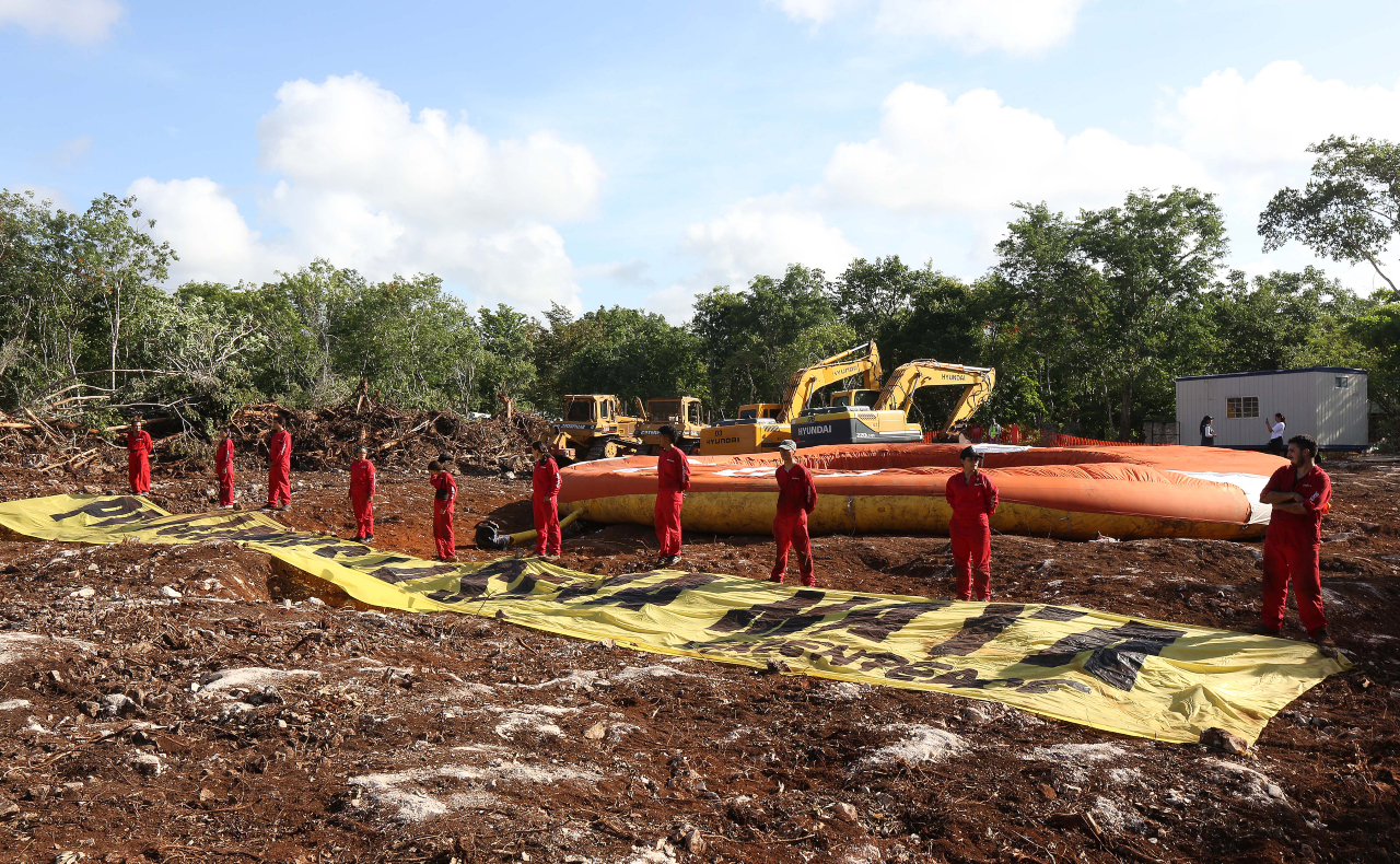 Greenpeace protesta contra el reinicio de las obras del tramo 5 del Tren Maya