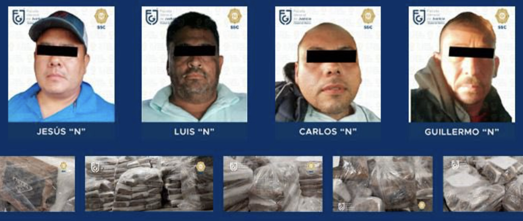 Detenidos en el megadecomiso de coca son enviados al Reclusorio Norte