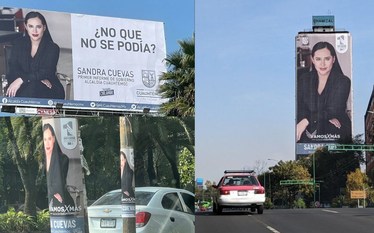Sandra Cuevas ‘tapiza’ alcaldía con propaganda; vecinos la quitan