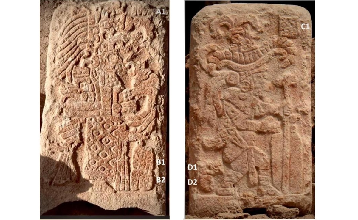 INAH descubre una estela maya dual en zona arqueológica de Uxmal, Yucatán