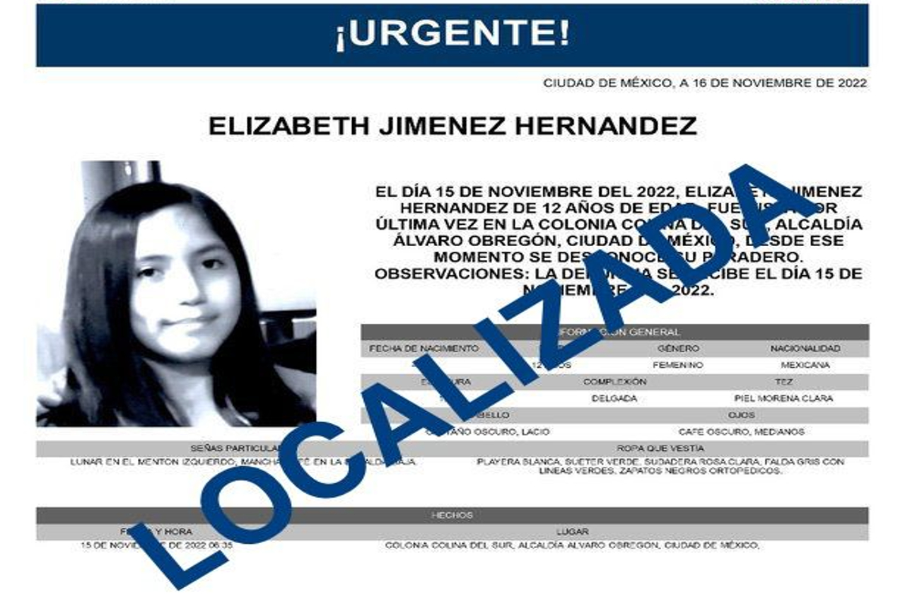 Elizabeth es hallada en Hidalgo luego de casi una semana desaparecida