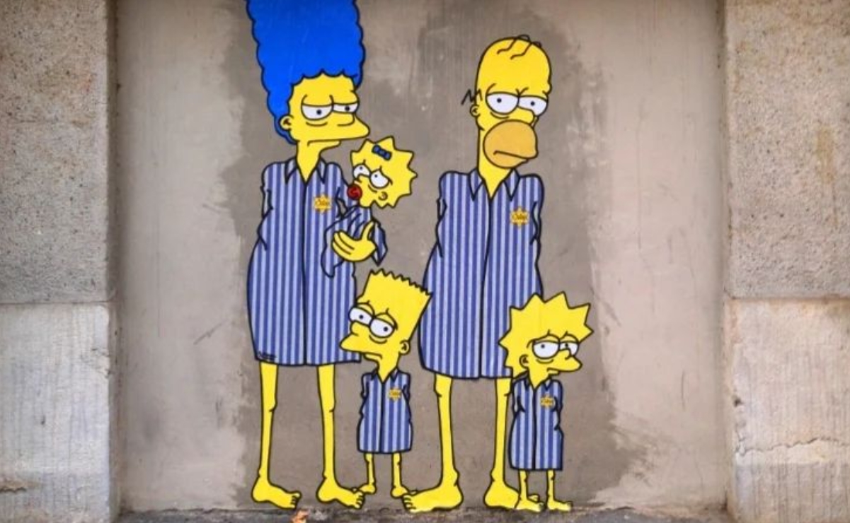 Artista urbano pinta a Los Simpson como víctimas del Holocausto