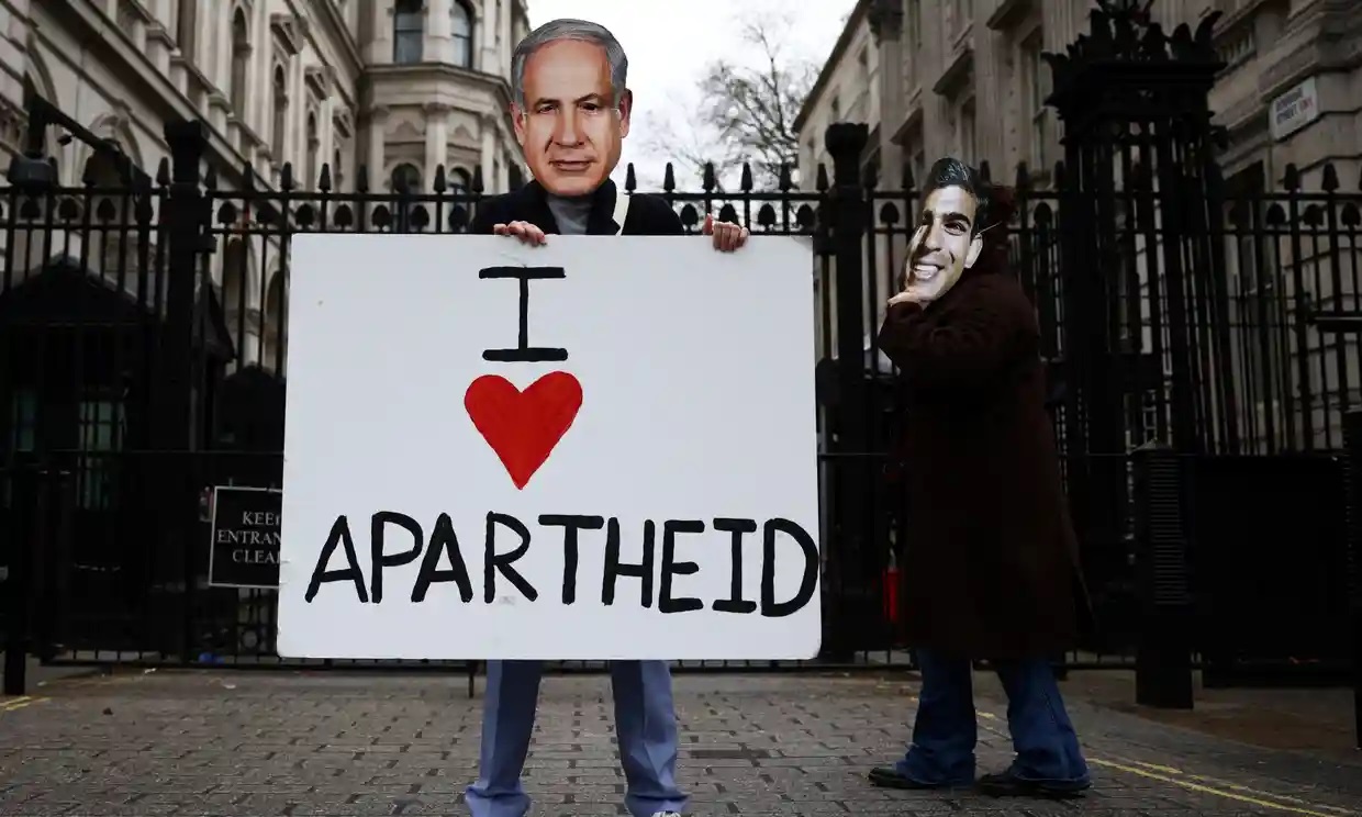 Protestan por reunión de Sunak y Netanyahu en Downing Street