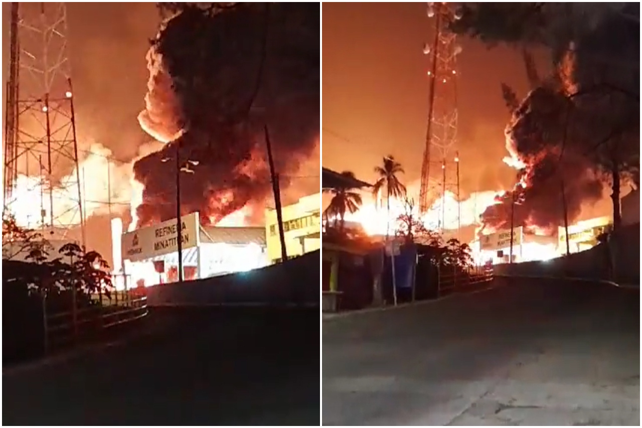 Pemex controla incendio en refinería de Minatitlán; hay 4  heridos