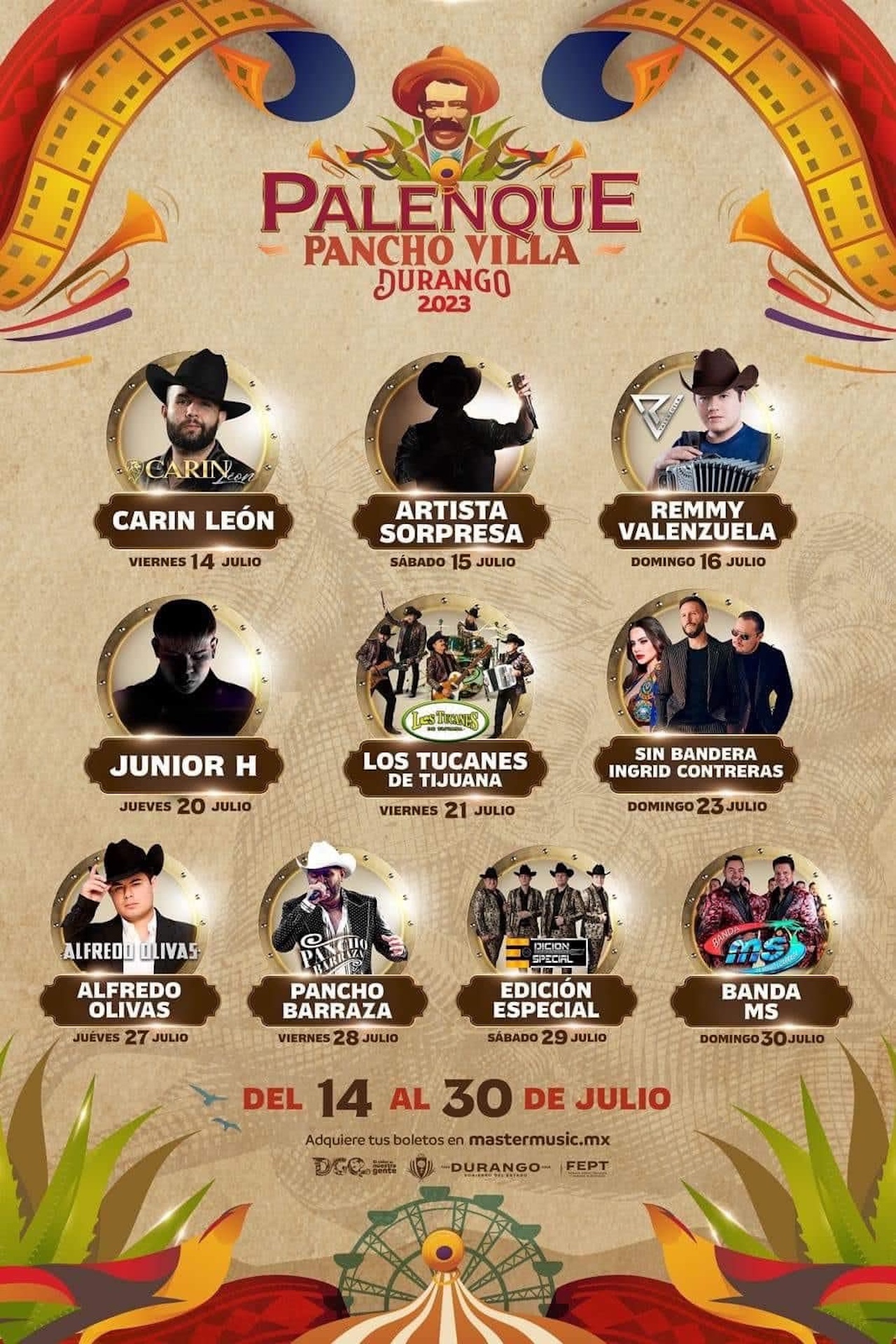 Feria De Durango Cartelera De Artistas Del Palenque Y Velaria