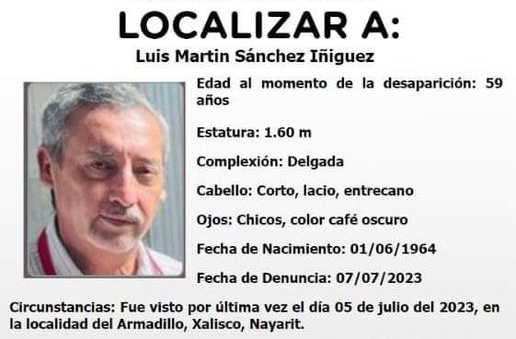 Reportan desaparición del periodista Luis Martín Sánchez en Nayarit