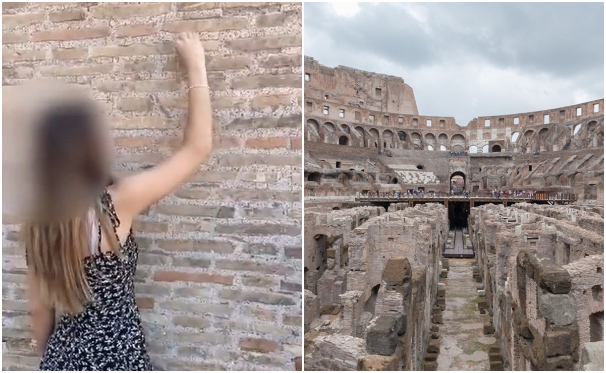 Denuncian a jóvenes por hacer pintas en las paredes del Coliseo de Roma