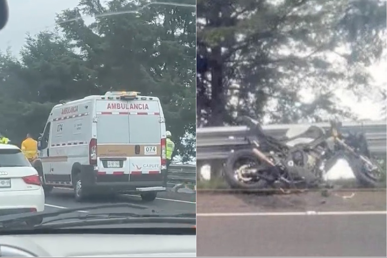 Accidente en la México-Cuernavaca: cierran vialidad por choque de moto