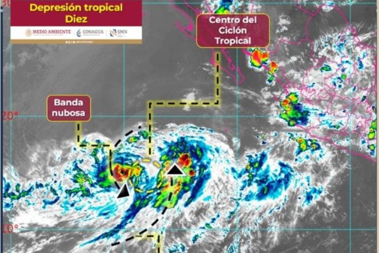 La depresión tropical ‘Diez’ se forma frente a costas de QRoo; prevén que evolucione a tormenta