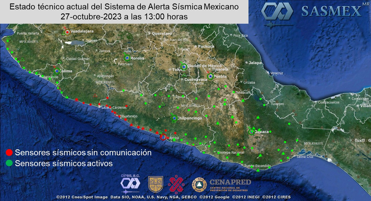 Sasmex reconecta 73% de sensores sísmicos en Guerrero tras el paso de ‘Otis’