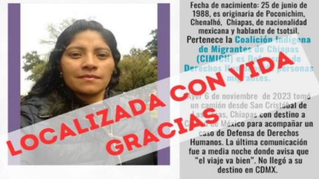 Organizaciones confirman localización con vida de Patricia Pérez Gómez