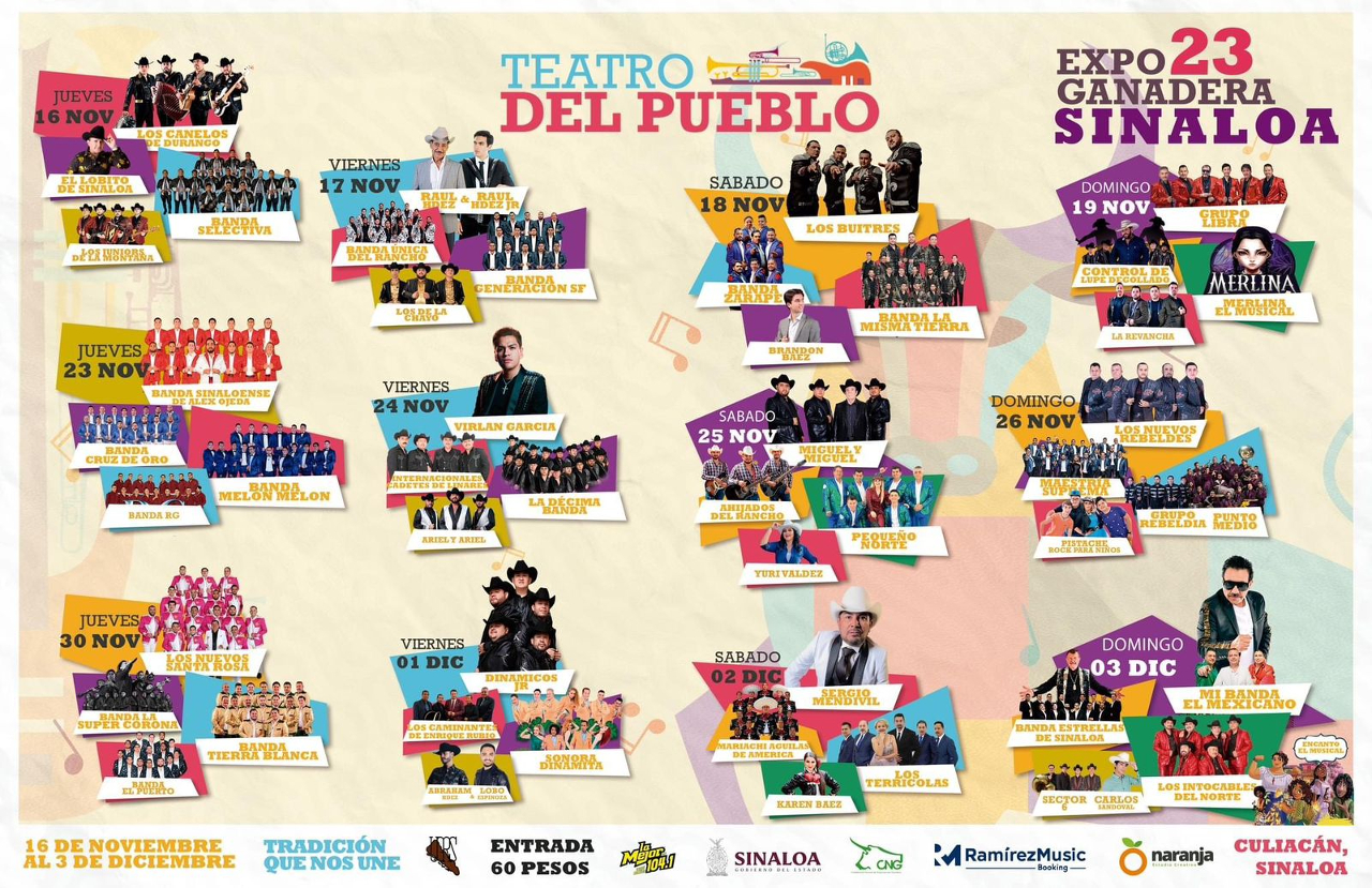 Feria de Culiacán 2023 artistas del Palenque y Teatro del Pueblo