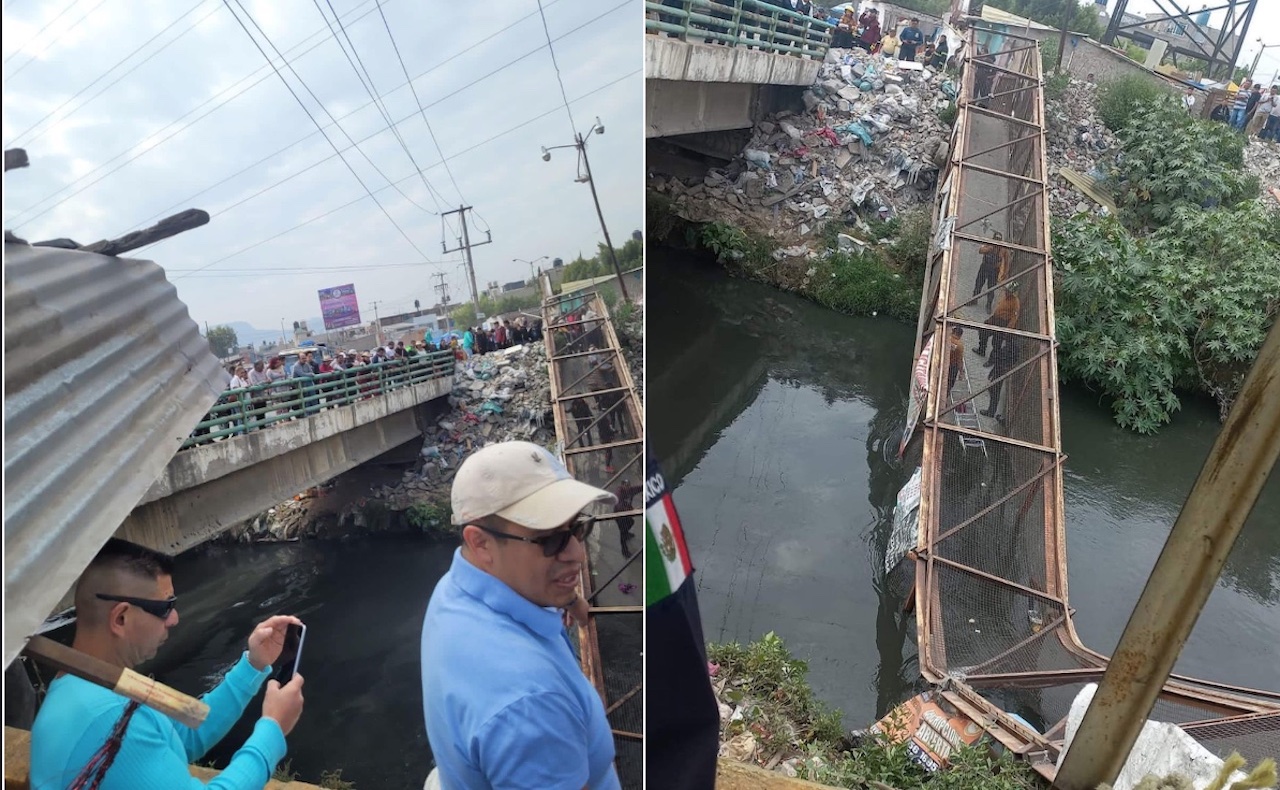 Chimalhuacán: puente se vence en el panteón de los Rosales; hay 13 heridos