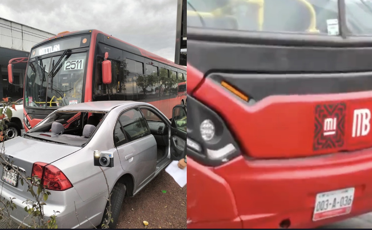Accidente en Eje 1 Norte: auto se estrella contra Metrobús hacia el AICM