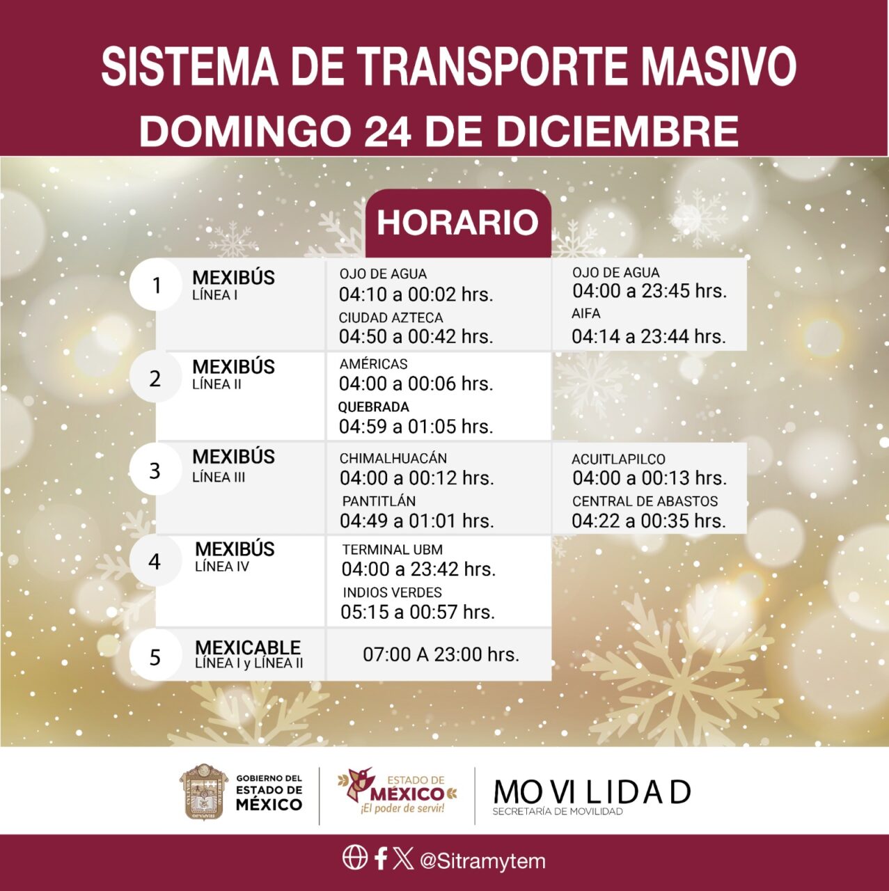 Horarios Del Mexibus Para El 24 Y 25 De Diciembre De 2023 3916