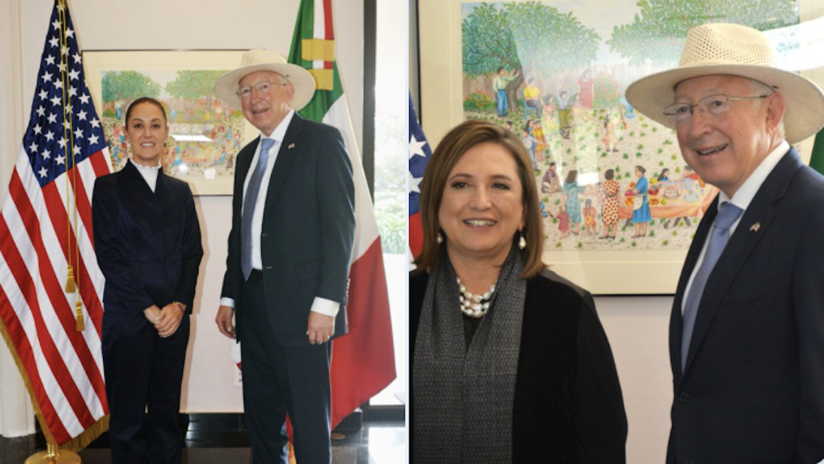 Claudia y Xóchitl se reúnen con el embajador de EU, Ken Salazar