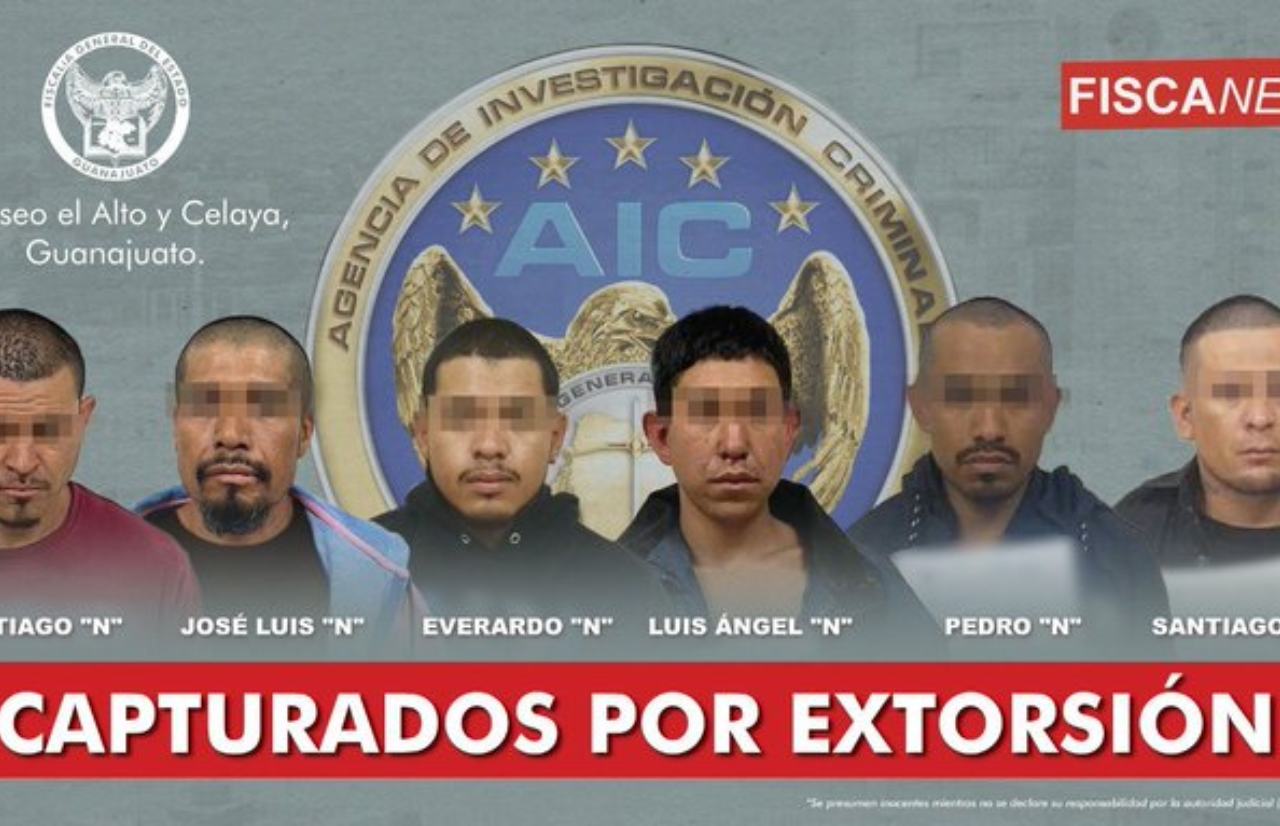 Caen 6 supuestos extorsionadores que operaban en Apaseo el Alto y Celaya, Guanajuato