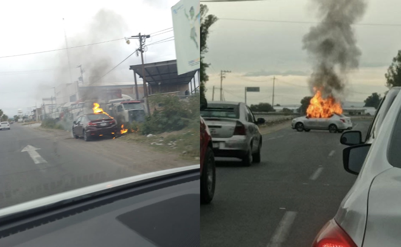 Balacera y quema de vehículos en carreteras de Celaya dejan un muerto