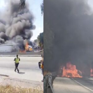 Accidente e incendio en autopista México-Querétaro: dos tráileres chocan en Tepeji