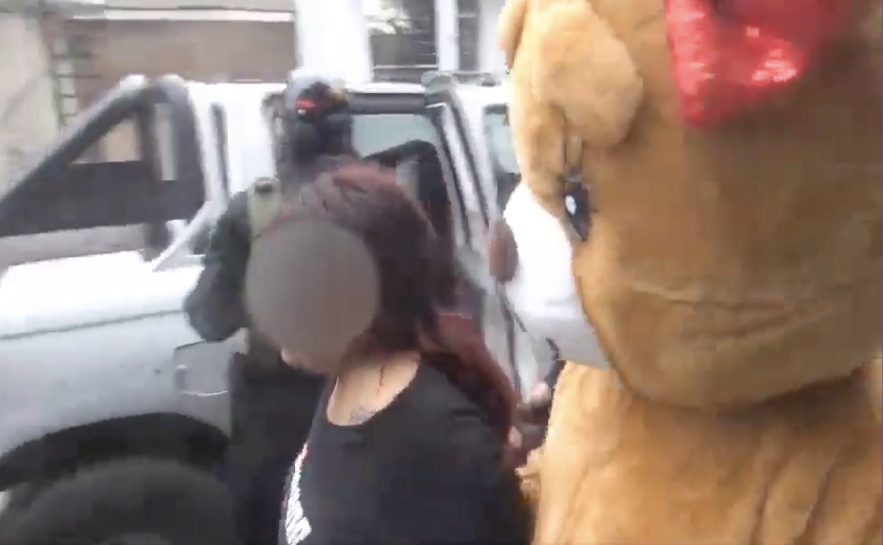 ¿Feliz San Valentín? Policía se viste de oso gigante para detener a mujer en Perú