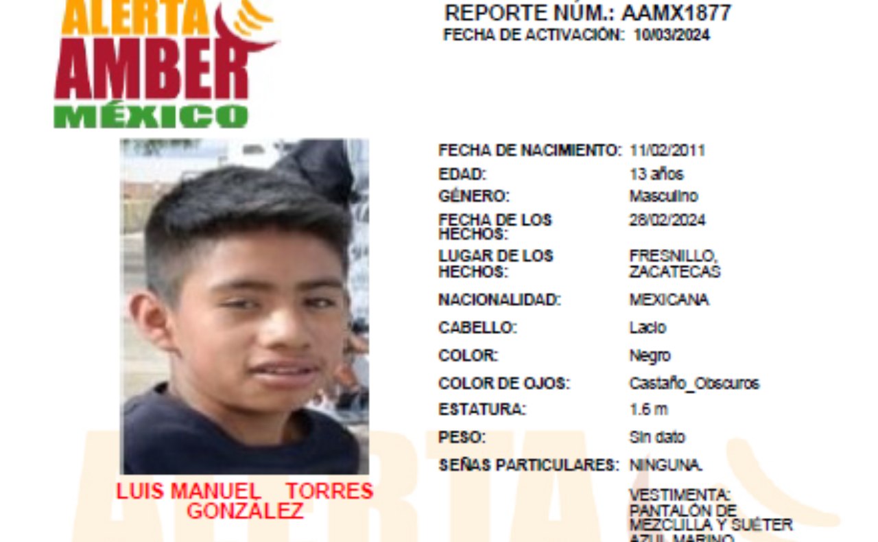 Luis Manuel Torres lleva 14 días desaparecido; viajó de Jalisco a Fresnillo