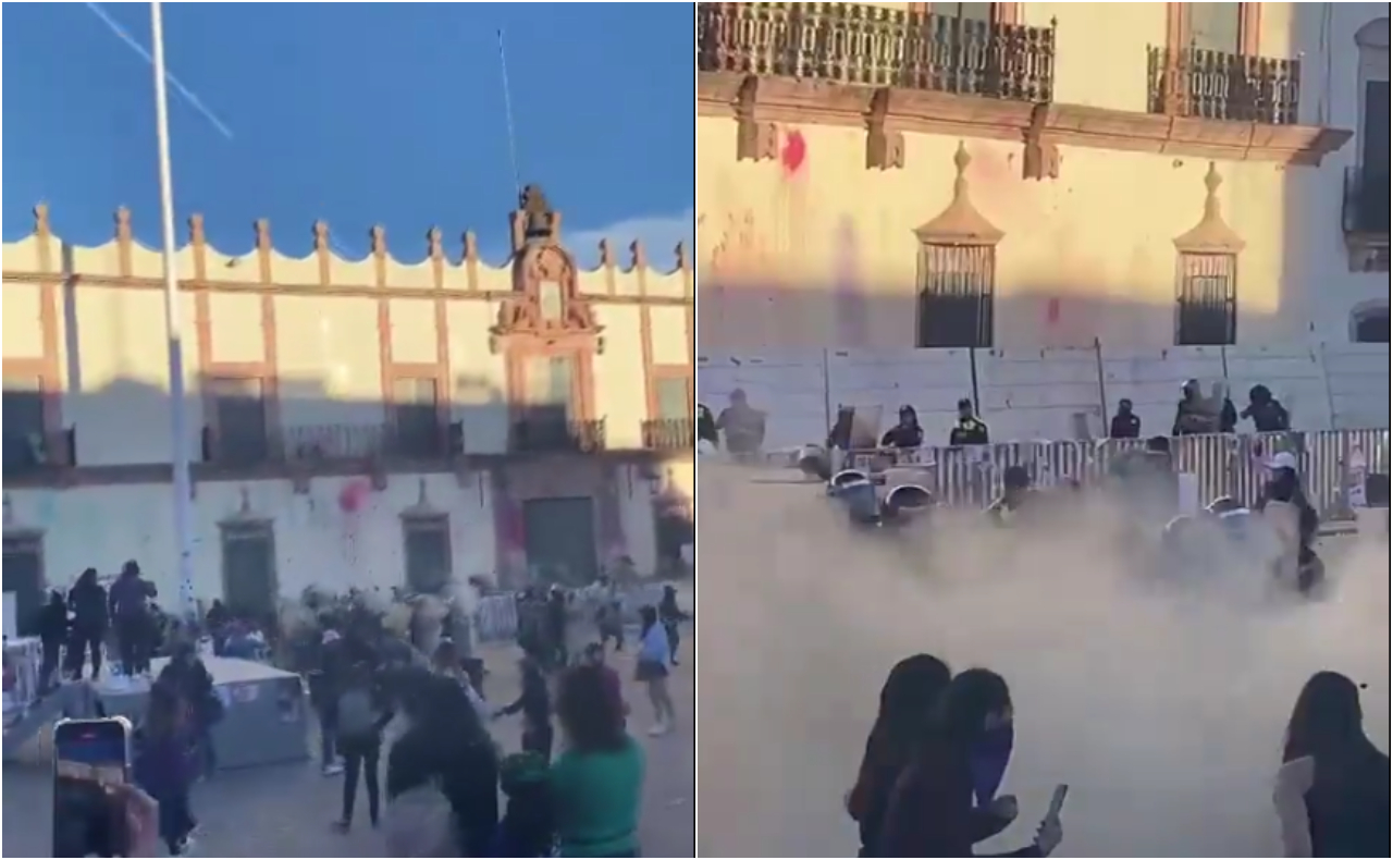 8M en Zacatecas: policías reprimen y detienen a mujeres en la marcha