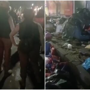 Autoridades desalojan campamento migrante instalado en la plaza Giordano Bruno, CDMX
